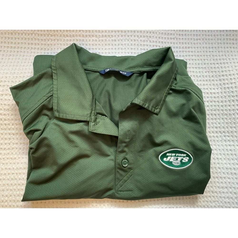 New York Jets Mens‎ Large Green Performance Polo Football NFL
